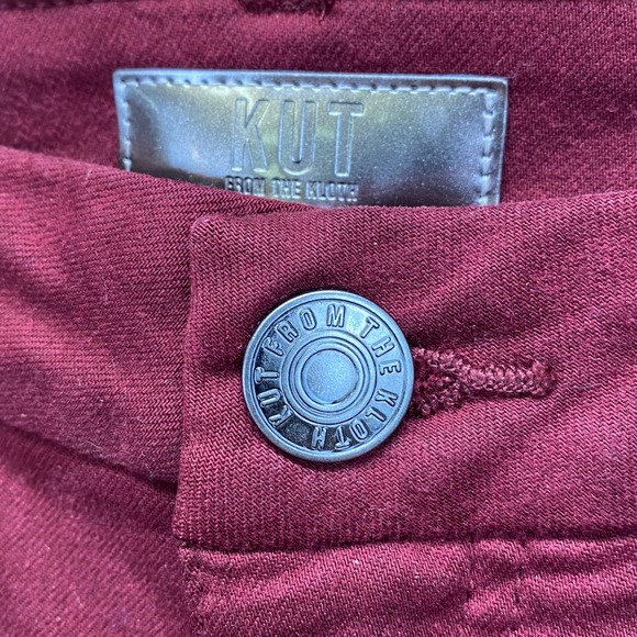 Kut from the Kloth Meg High Rise Fab Ab Wide Leg Maroon Denim Jeans Size 0 New - Picture 16 of 16